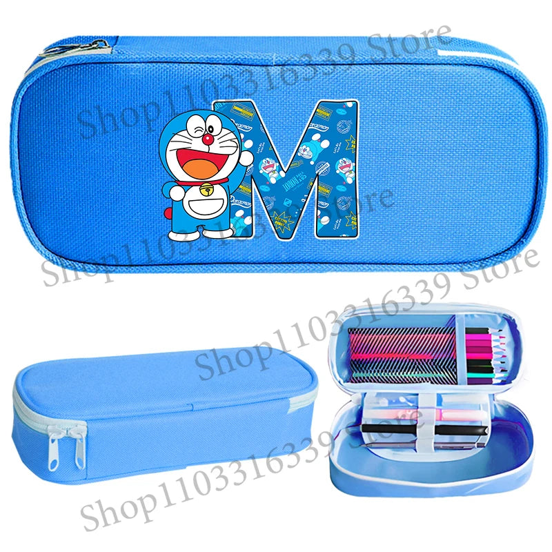 Doraemon Pencil Case Cartoon Letter Pen Bag Teenager Large Capacity Stationery Bag Student Back To School Kawaii Pen Pouch Gift