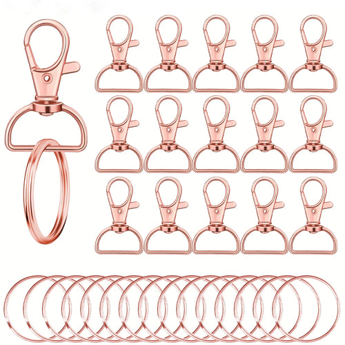 10/16sets D-shaped rotatable alloy keychain clips with metal key rings,suitable for DIY keychain lanyards,bag charms,crafts,gift