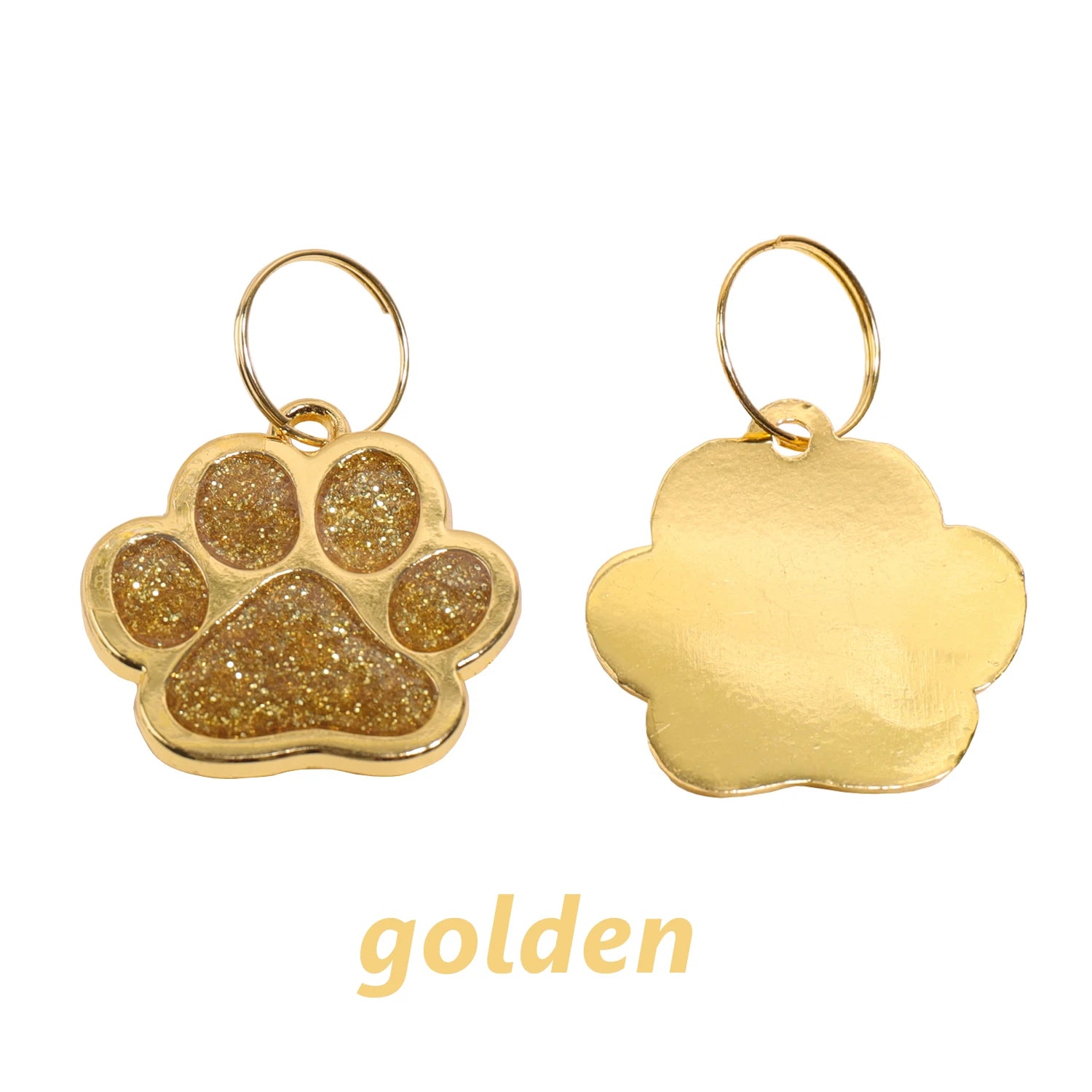 Gold Colour Custom Name Dog Tags Glitter Claw Customized Text Cat Tag Laser Engraving Collar Pendant Personalized Name Pets Tag