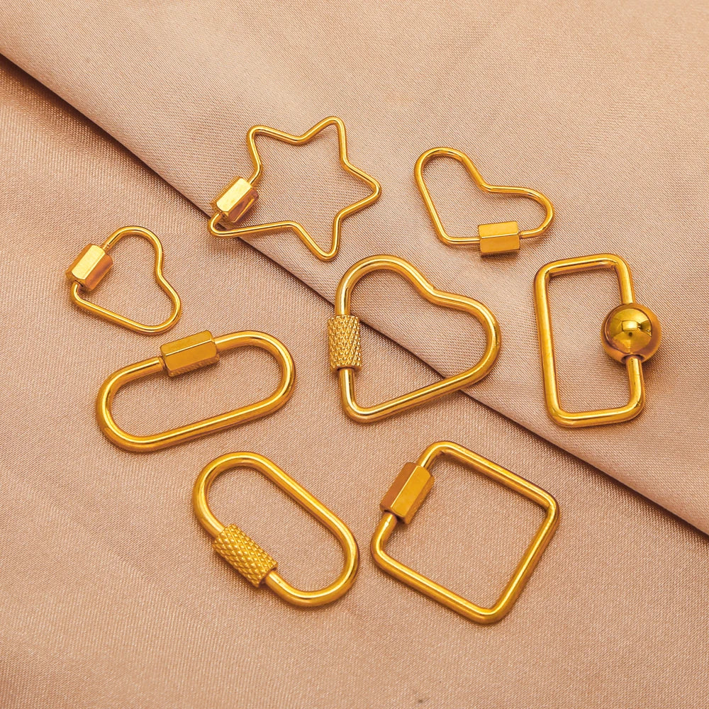 5Pcs Stainless Steel Gold Plated Spring Ring Clasps Geometric Shaped Open Jump Rings for DIY Jewelry Making