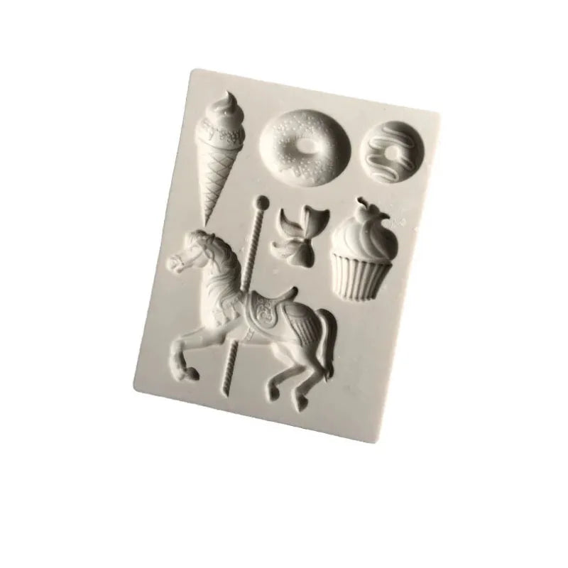 Trojan horse ice cream doughnut silicone mold candy cake candy mold chocolate decoration tool mold