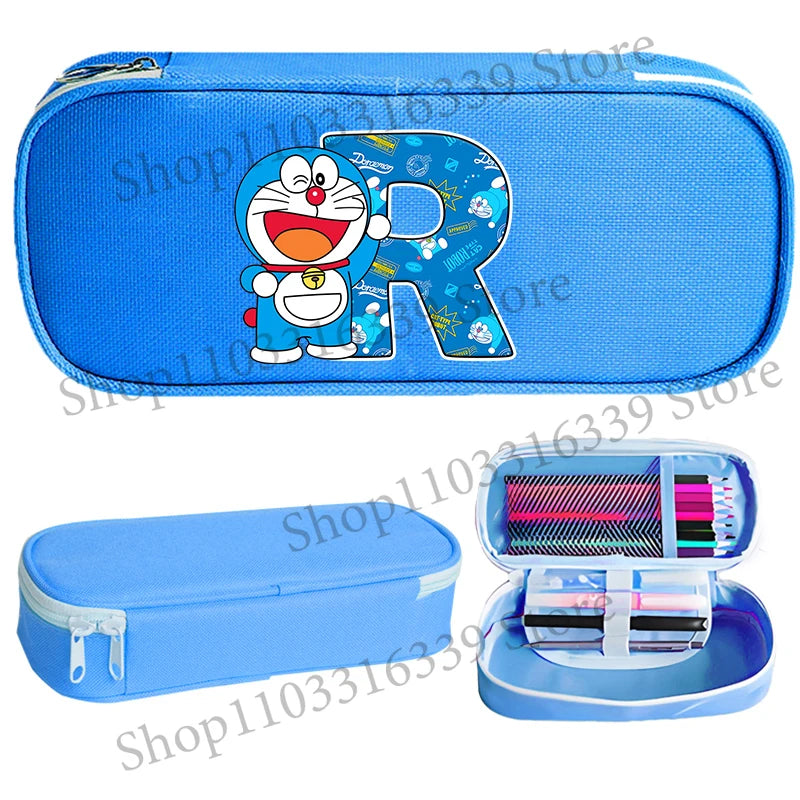 Doraemon Pencil Case Cartoon Letter Pen Bag Teenager Large Capacity Stationery Bag Student Back To School Kawaii Pen Pouch Gift