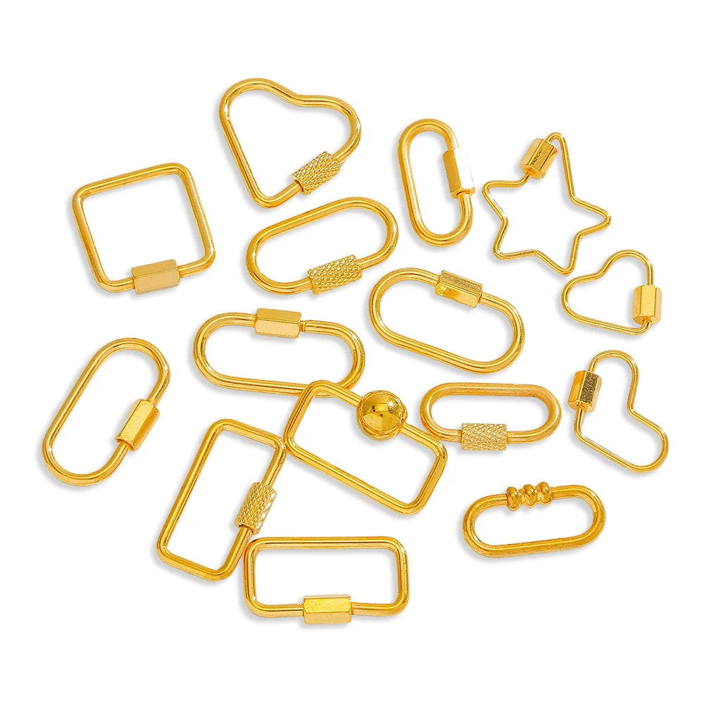 5Pcs Stainless Steel Gold Plated Spring Ring Clasps Geometric Shaped Open Jump Rings for DIY Jewelry Making
