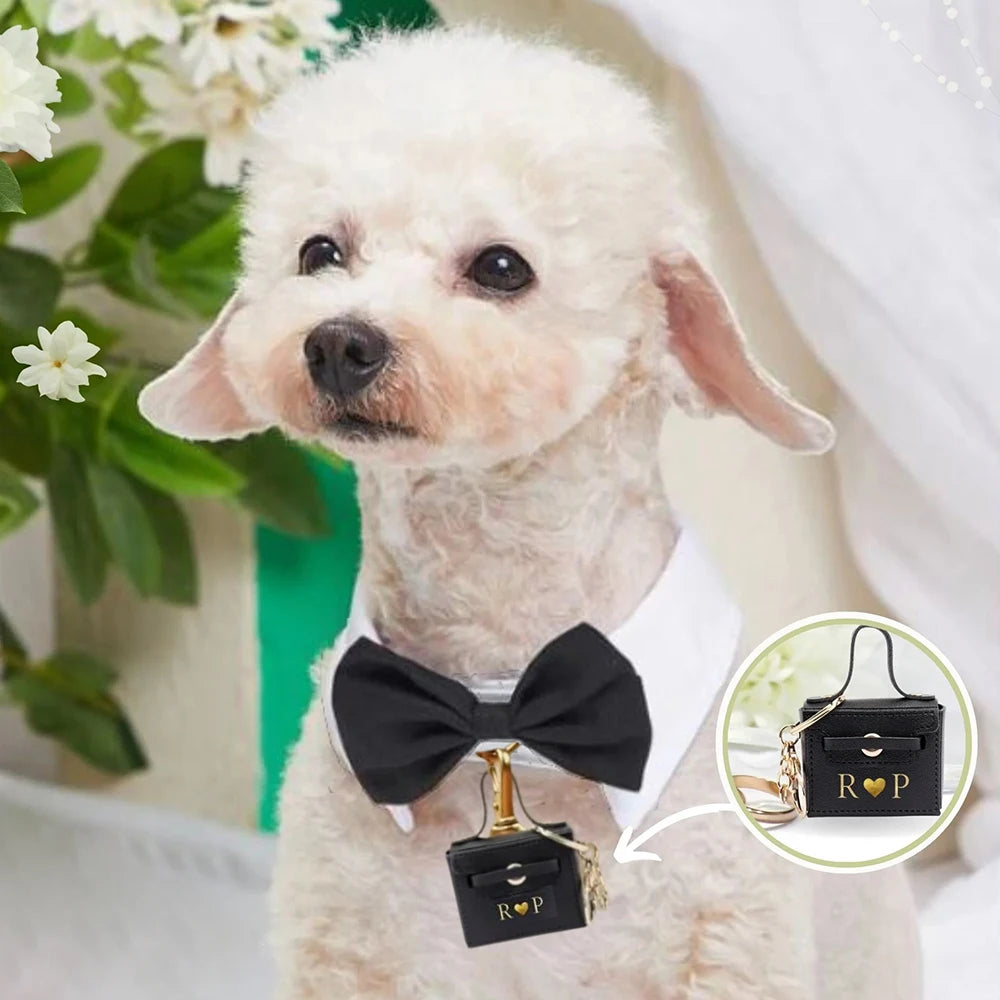 Personalized Wedding Ring Bearer Pouch for Dog Cat Custom Proposal Engagement Ring Box Dog Collars Proposal Ring Pillow