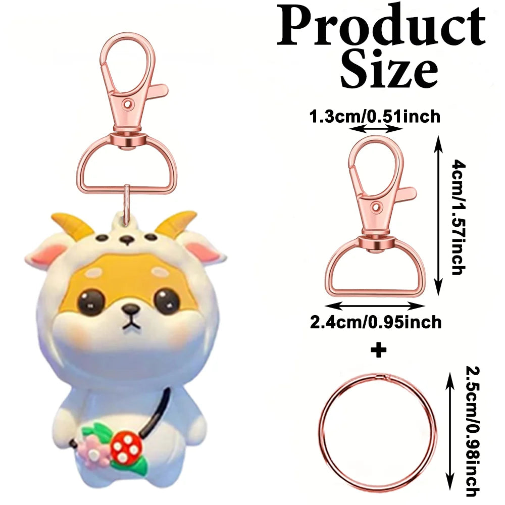 10/16sets D-shaped rotatable alloy keychain clips with metal key rings,suitable for DIY keychain lanyards,bag charms,crafts,gift