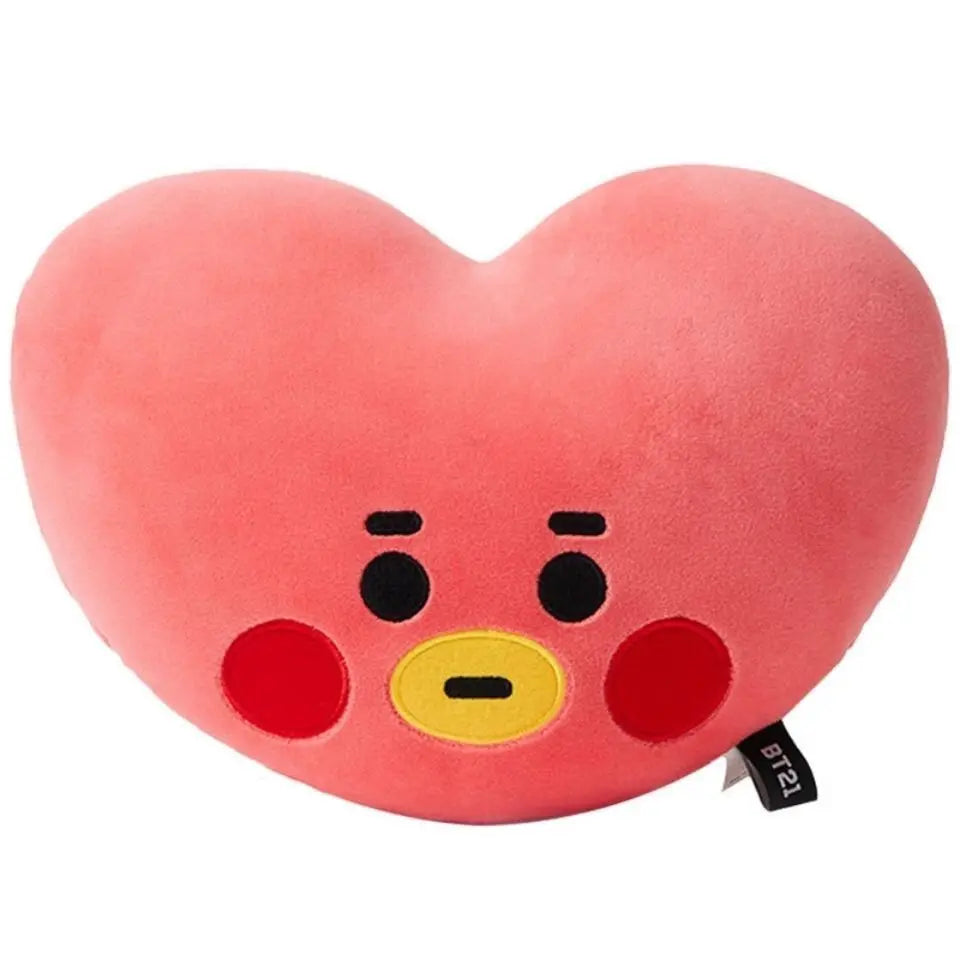 BT21 Face-Shaped Pillow Cute Fashion Cartoon Personalized Creative Car Cushion Headrest Doll Toy Gift for Friends' Birthday