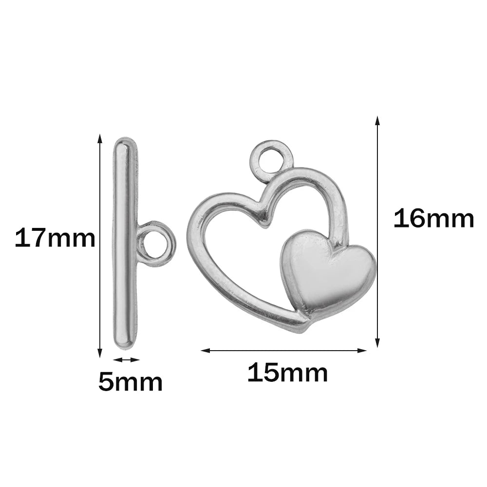 5 Sets Stainless Steel Toggle Clasp T-bar Closure Ring Fastener Hook End Connectors for DIY Necklace Bracelet Jewelry Making