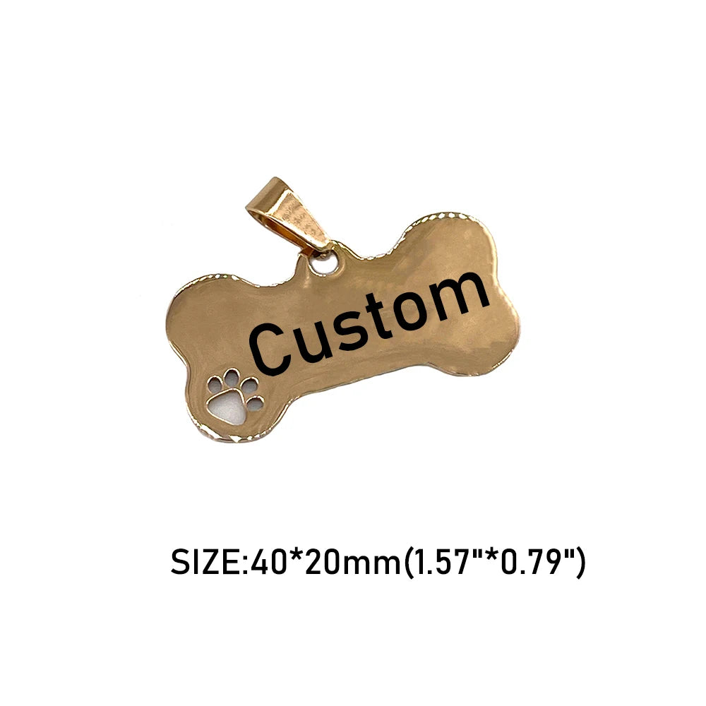Customized Dog Collar Tag Color Bone Pendant for Dog Medal with Engraving Name Personalized Number Kitten Puppy Cat Accessories