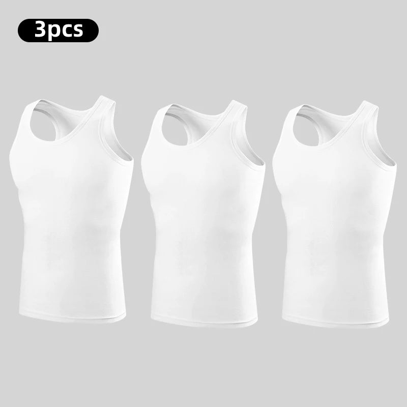 Four Seasons Men Pure Cotton Vest Youth Fit Sports Fitness Middle-aged Casual Sleeveless Top