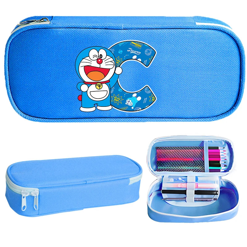 Doraemon Pencil Case Cartoon Letter Pen Bag Teenager Large Capacity Stationery Bag Student Back To School Kawaii Pen Pouch Gift