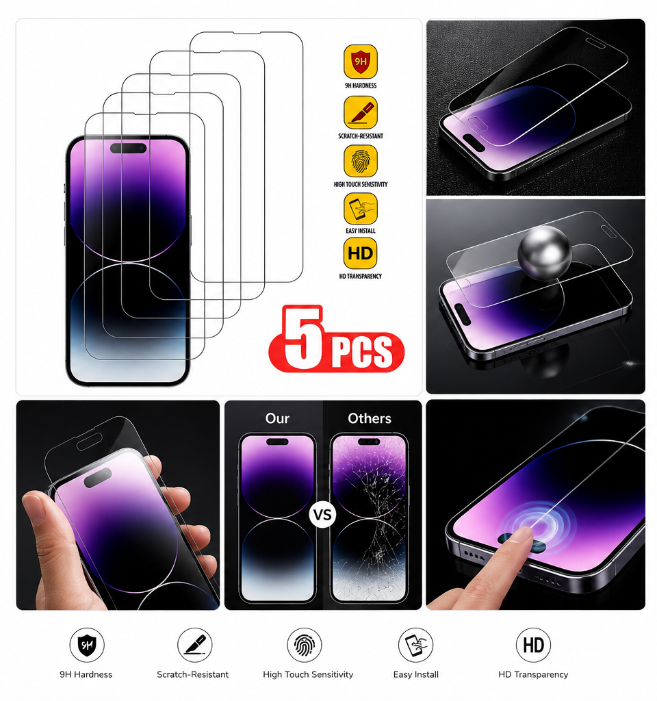 Tempered Glass for iPhone 14 Pro 15 16 17 13 12 11 pro max screen protector for iphone 15 pro mica for iphone 13 14 pro glass