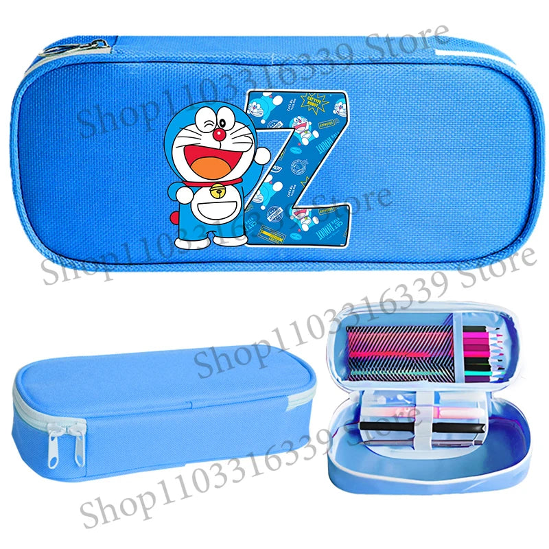Doraemon Pencil Case Cartoon Letter Pen Bag Teenager Large Capacity Stationery Bag Student Back To School Kawaii Pen Pouch Gift