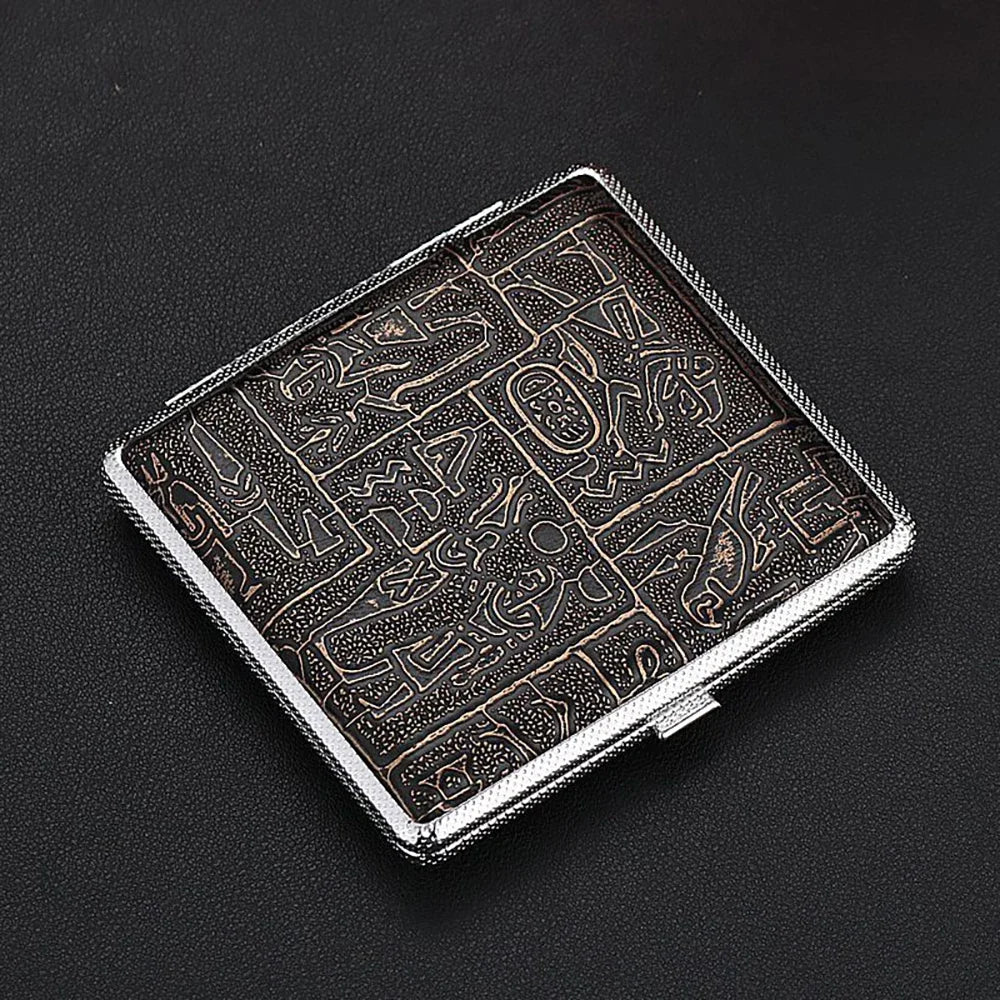 Cigarette Lady Storage Cover Holder 20 Sticks Gift for Men's Leather Cigarette Box Cigar Case Metal Leather Smoking Accessories