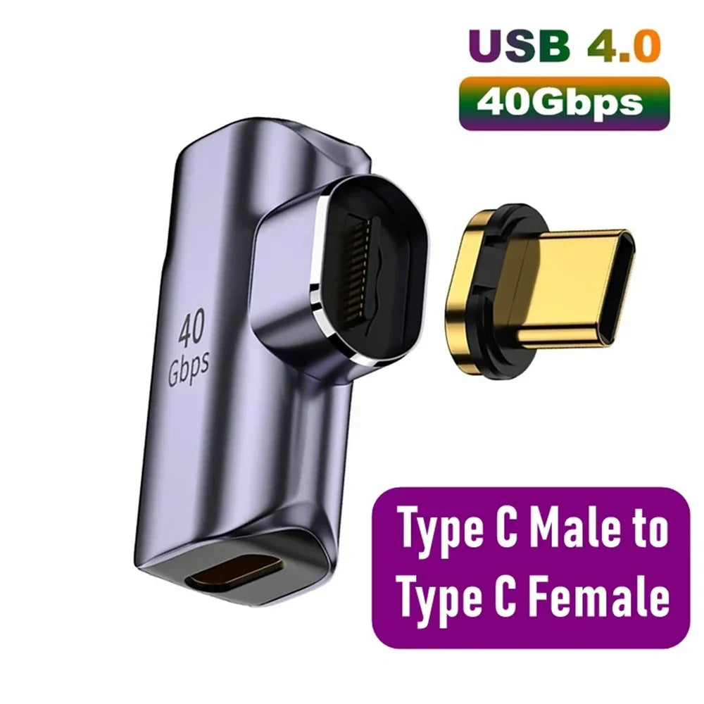 100W Car Type-C Magnetic Converter 40Gbps USB Flash Drive Multi-Functional Adapter Vehicle Data Transmission Charge Accessories
