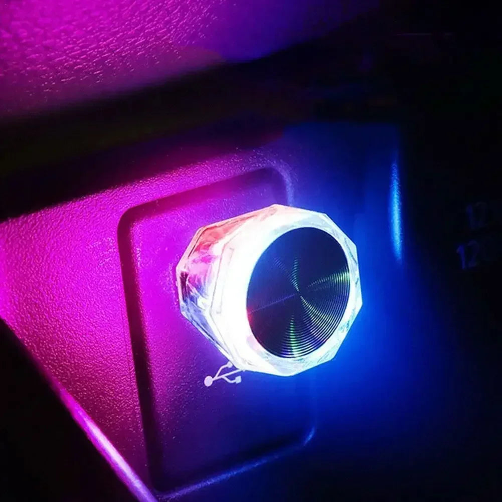 2026 Car LED Colorful Night Light Cigarette Lighter USB Atmosphere Light Wiring-Free Car Interior Lighting Accessories Supplies