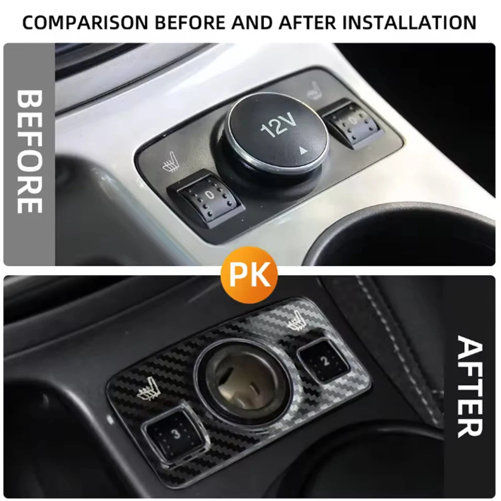 For Ford Kuga Escape 2013 - 2015 Car Cigarette Lighter Panel Cover Decorative Car Styling Trim Interior Accessories