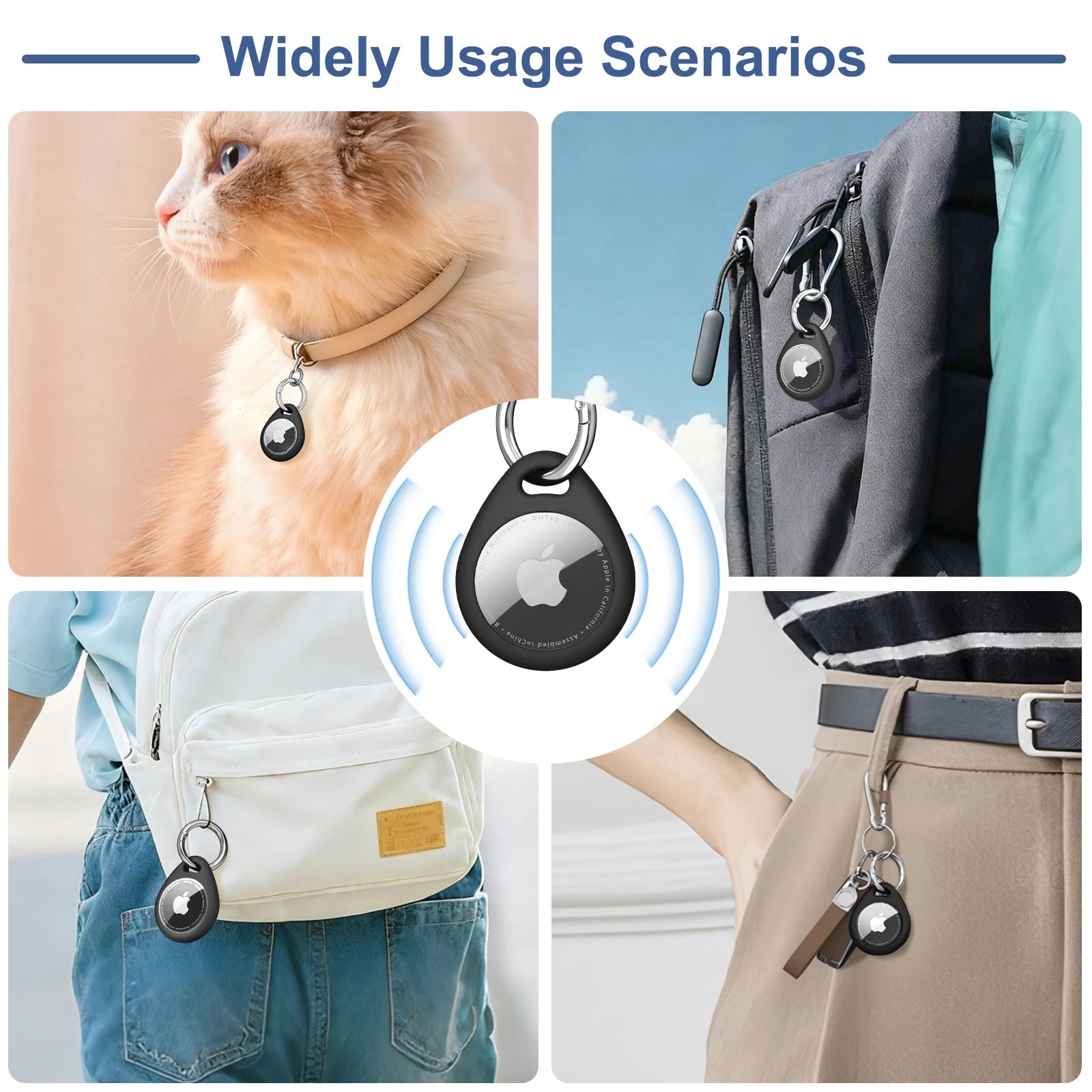 Case For Apple AirTag Cover Waterproof TPU Anti-Scratch Protective Shell Keychain For AirTag Cases For Dog Cat Collar Tracker