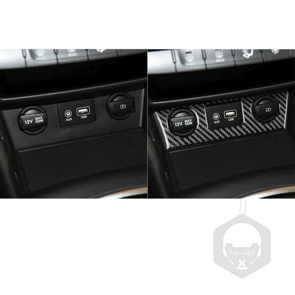Carbon Fiber Car Accessories Cigarette Lighter Decorative Interior Cover Modified Trim Sticker For Hyundai Kona N 2018-2023
