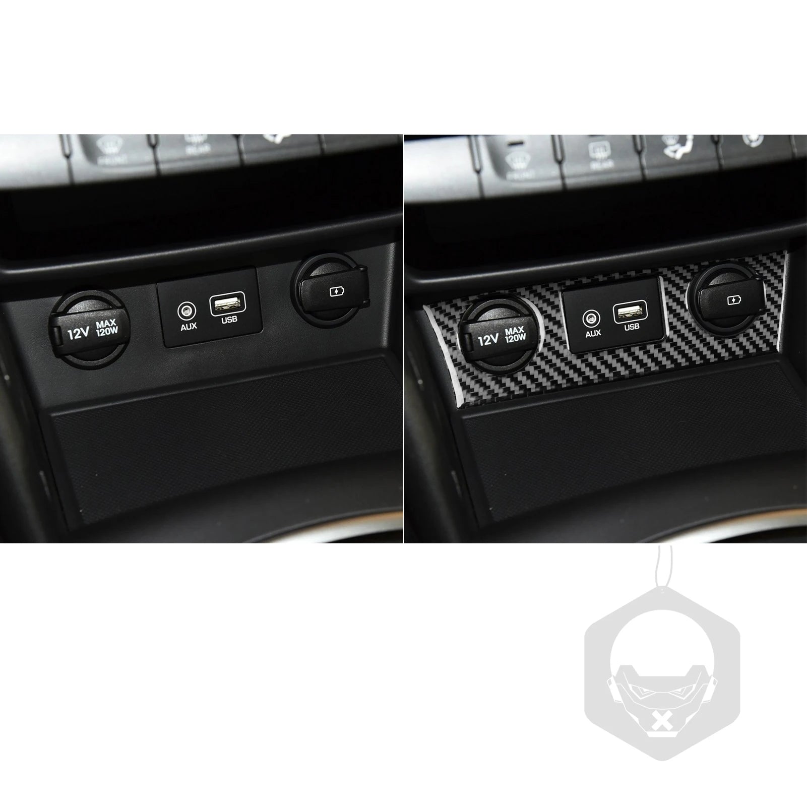 Carbon Fiber Car Accessories Cigarette Lighter Decorative Interior Cover Modified Trim Sticker For Hyundai Kona N 2018-2023
