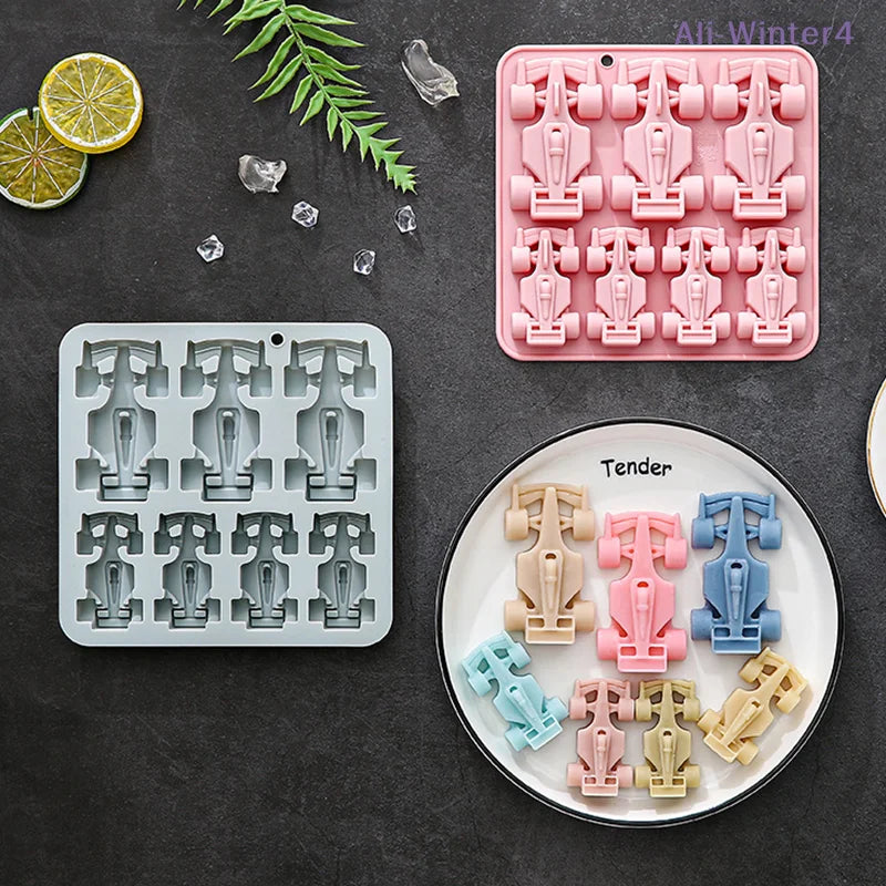 7 Cavity Racing Car Silicone Mold 3d Kart Mousse Fondant Chocolate Mould Ice Grid Epoxy Baking Resin Mold Cake Decorating Tools