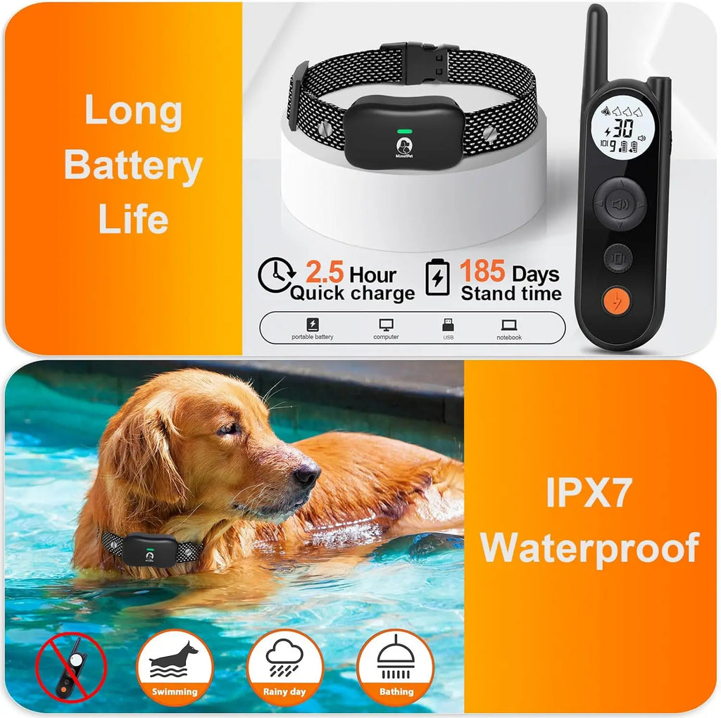 Wireless Dog Fence for 2 Dogs, Covers up to 856 Acres, 185 Days Standby Collar with Training Modes, Flash Light, Waterproof