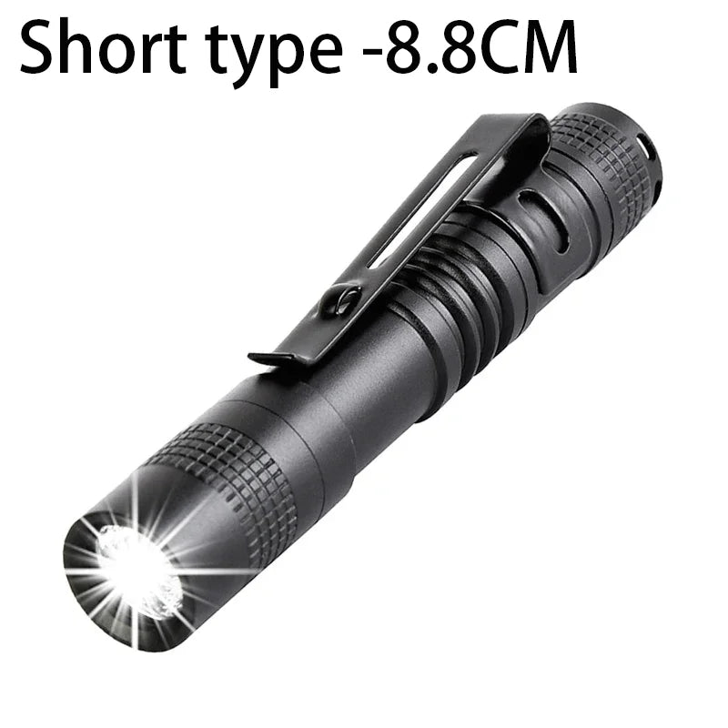 Portable Mini LED Pen Flashlight Waterproof Pocket Torch Handheld Light for Outdoor Camping Hiking Car Repair Emergency Home Use