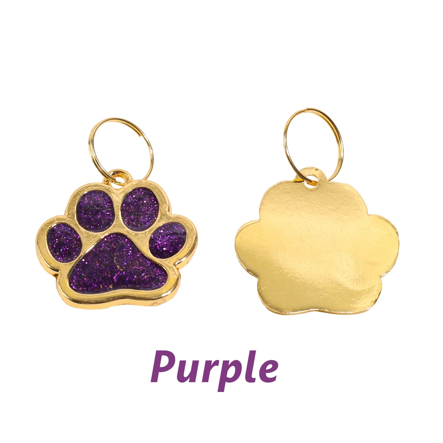 Gold Colour Custom Name Dog Tags Glitter Claw Customized Text Cat Tag Laser Engraving Collar Pendant Personalized Name Pets Tag