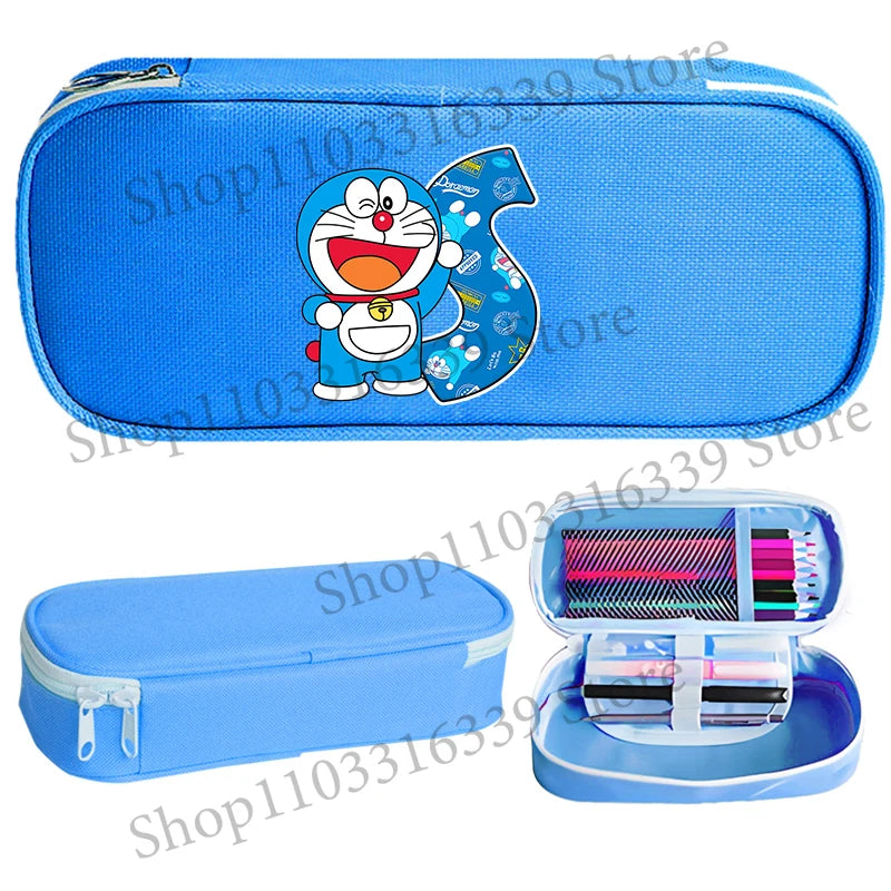 Doraemon Pencil Case Cartoon Letter Pen Bag Teenager Large Capacity Stationery Bag Student Back To School Kawaii Pen Pouch Gift