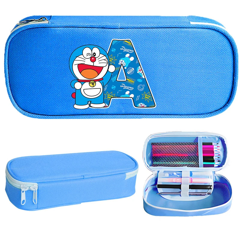 Doraemon Pencil Case Cartoon Letter Pen Bag Teenager Large Capacity Stationery Bag Student Back To School Kawaii Pen Pouch Gift