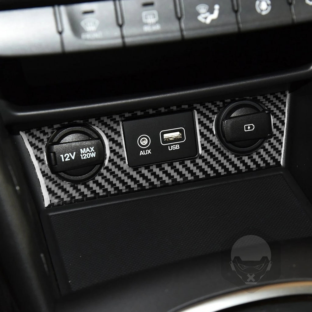 Carbon Fiber Car Accessories Cigarette Lighter Decorative Interior Cover Modified Trim Sticker For Hyundai Kona N 2018-2023