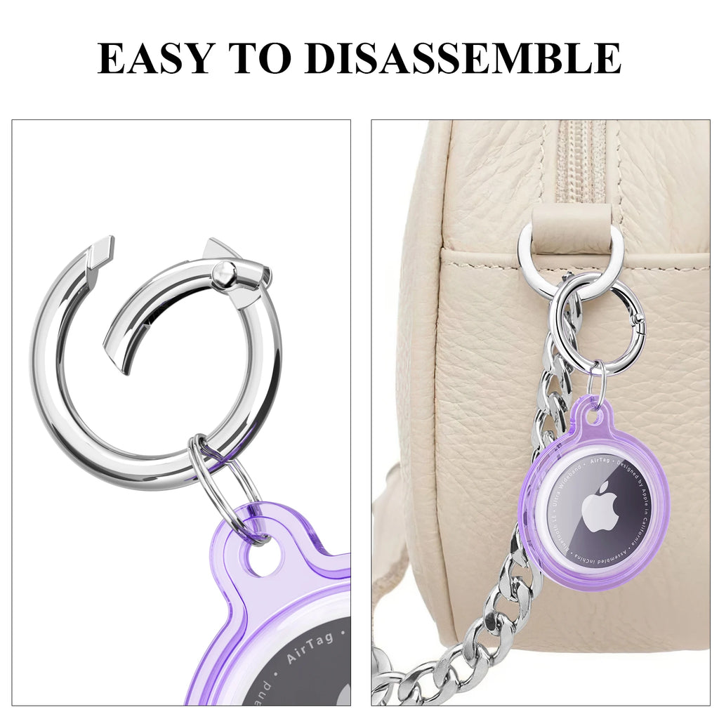 Full Cover Case For Apple Airtag Transparent Waterproof TPU Shell With Anti-lost Keychain Dog Cat Pet Collar Tracker Protective