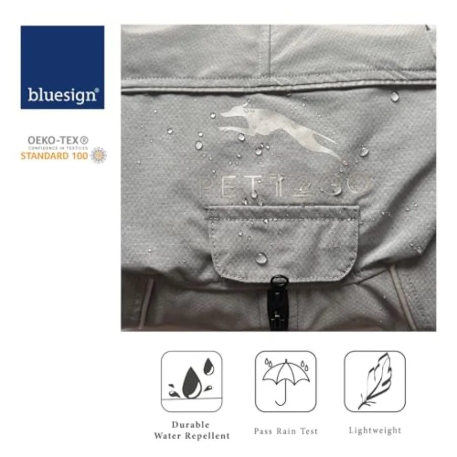 Dog Lightweight Windbreaker Pet Outdoor Sports Jacket 0.5 lbs 3 in One Hooded Easy on/Off with Collar and Harness Reflective Pi