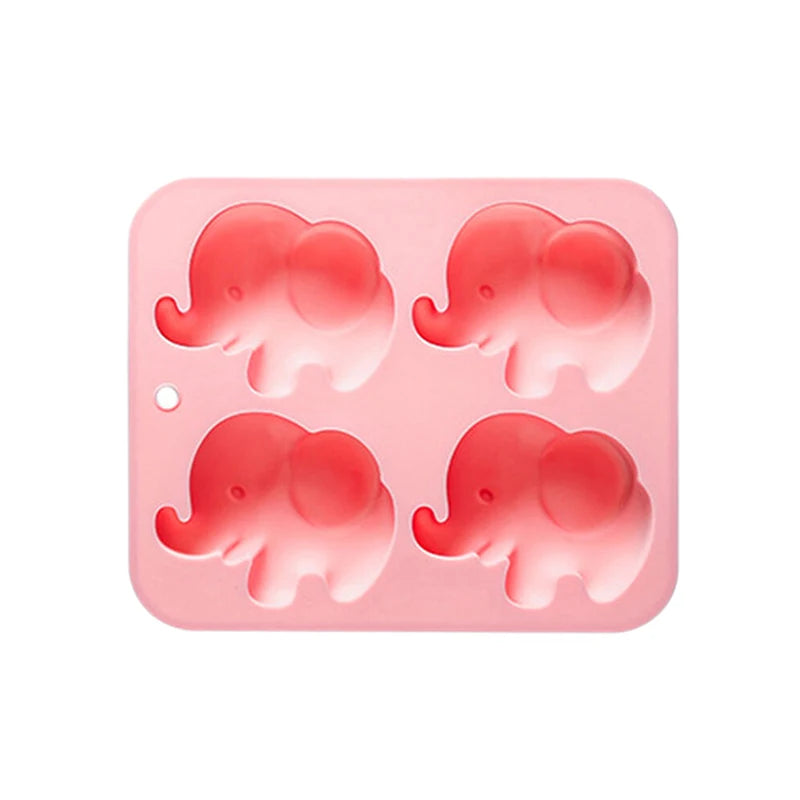 4-hole Baby Elephant Silicone Mold Cute Animal Fondant Candy Chocolate Mould Baking Tools Ice Grid Soap Epoxy Resin Mold