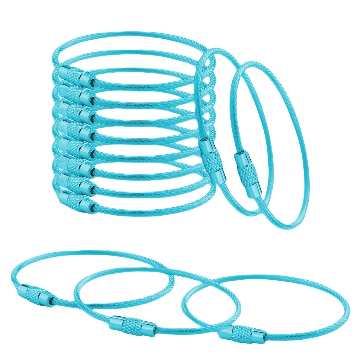 5/15/25/40Pcs Extendable Wire Keychain Cable Large Keyrings Luggage Tags Loops Holder ID Tag Keeper for DIY Key Ring Crafts Gift