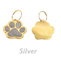 Gold Colour Custom Name Dog Tags Glitter Claw Customized Text Cat Tag Laser Engraving Collar Pendant Personalized Name Pets Tag