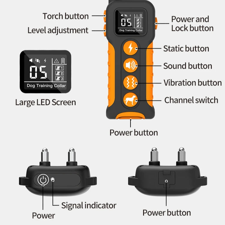 Waterproof Remote Control Large Breed Dogs Vibration Static Luxury Bark Reflective Training Dog Shock Collar