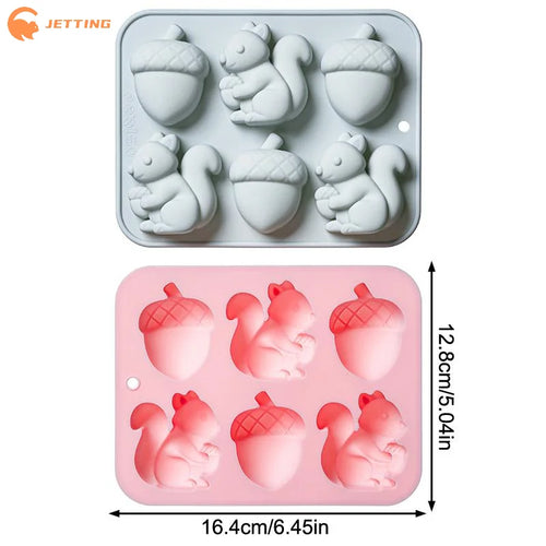 (New) 6-hole Squirrel Oak Cake Silicone Molds Autumn Harvest Festival Ice Grid Chocolate Baking Mould Cake Decorating Tools