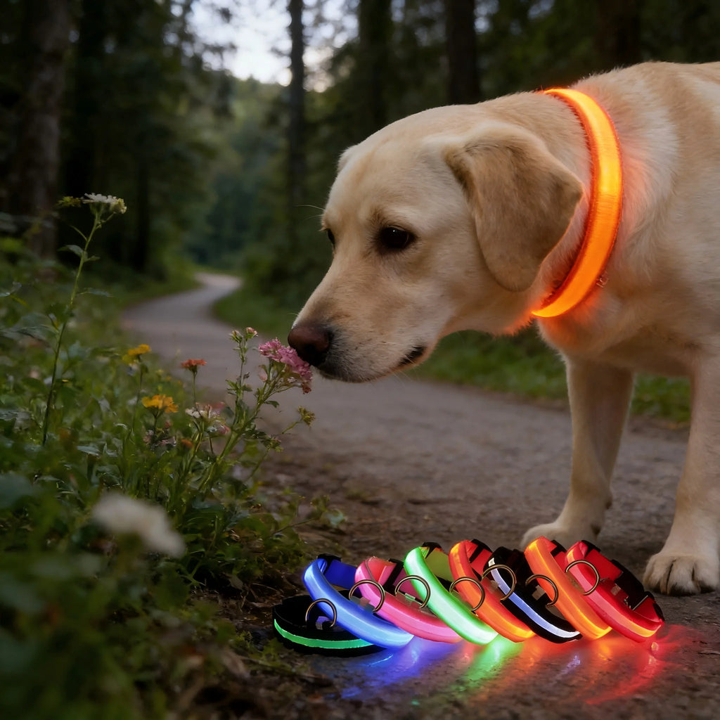 3 Modes LED Flashing Dog Collar, USB Rechargeable & Battery Operated Adjustable Dog Loss Prevention Collar Pet Accessories