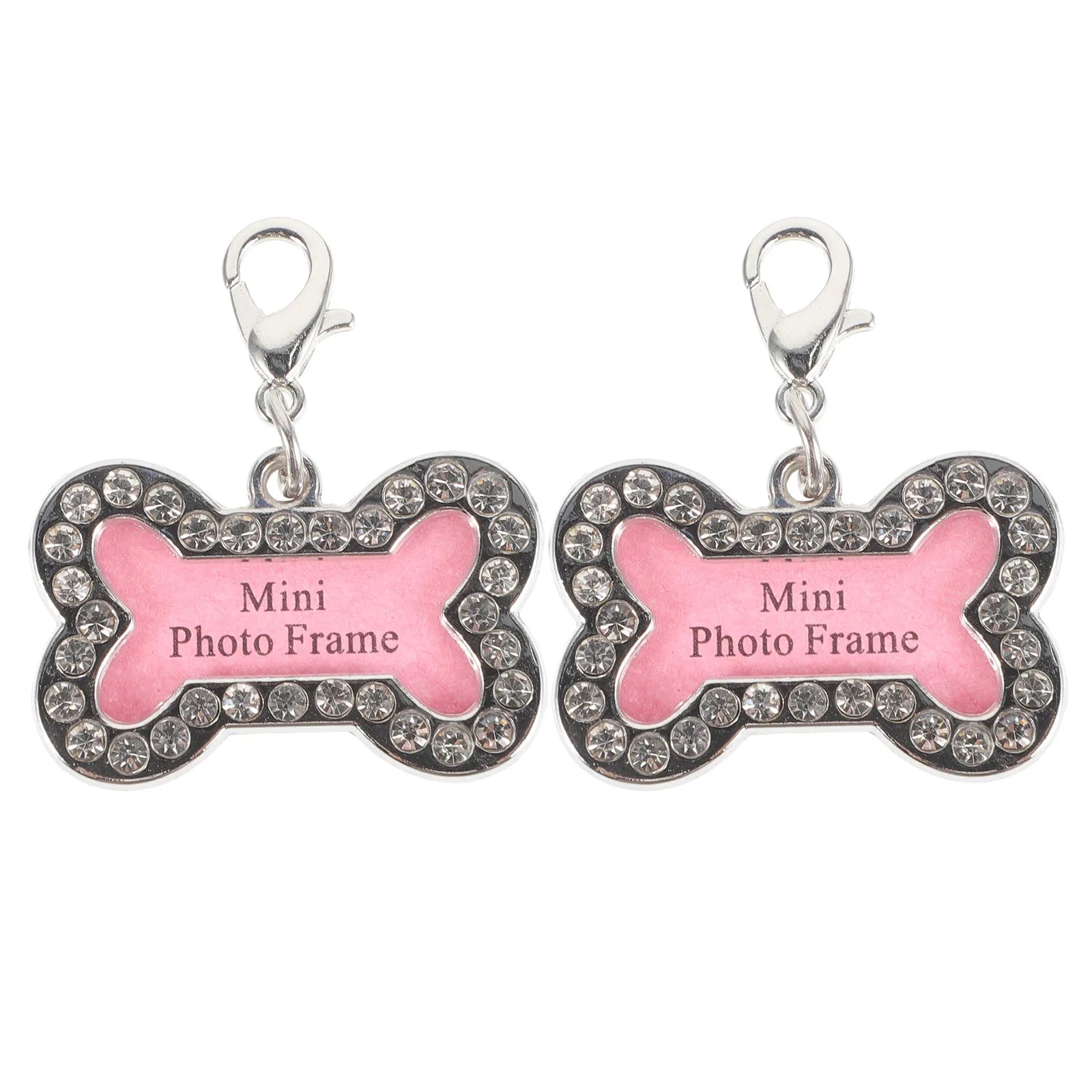 2Pcs Cute Stainless Steel Pet Identity Tags Bone Shaped Dog Name Tags for Small Large Dogs Cats Engraving Collar Charm