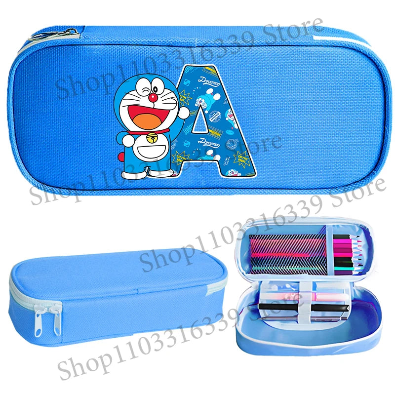 Doraemon Pencil Case Cartoon Letter Pen Bag Teenager Large Capacity Stationery Bag Student Back To School Kawaii Pen Pouch Gift