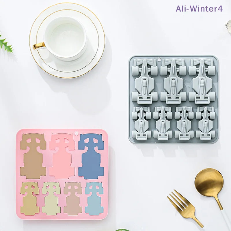 7 Cavity Racing Car Silicone Mold 3d Kart Mousse Fondant Chocolate Mould Ice Grid Epoxy Baking Resin Mold Cake Decorating Tools