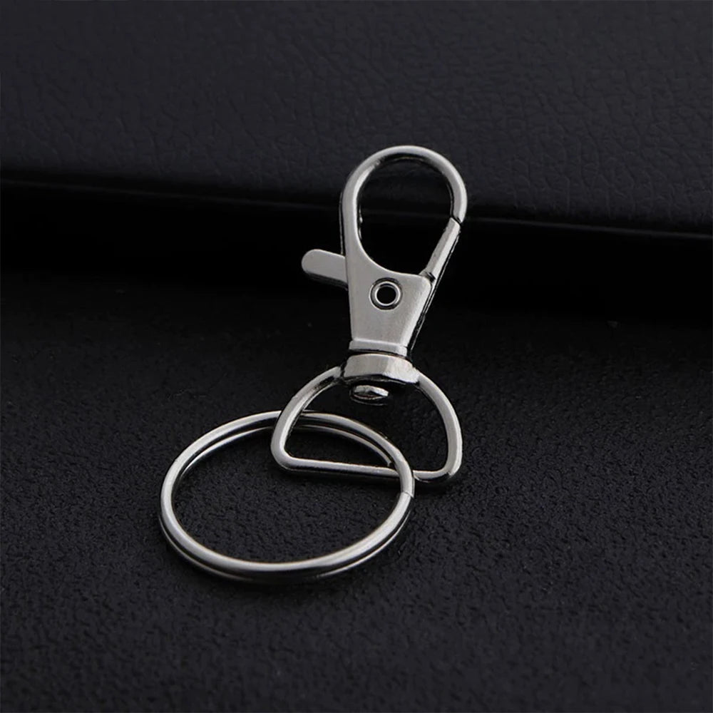 10/16sets D-shaped rotatable alloy keychain clips with metal key rings,suitable for DIY keychain lanyards,bag charms,crafts,gift