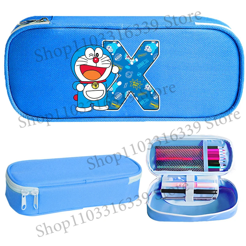 Doraemon Pencil Case Cartoon Letter Pen Bag Teenager Large Capacity Stationery Bag Student Back To School Kawaii Pen Pouch Gift