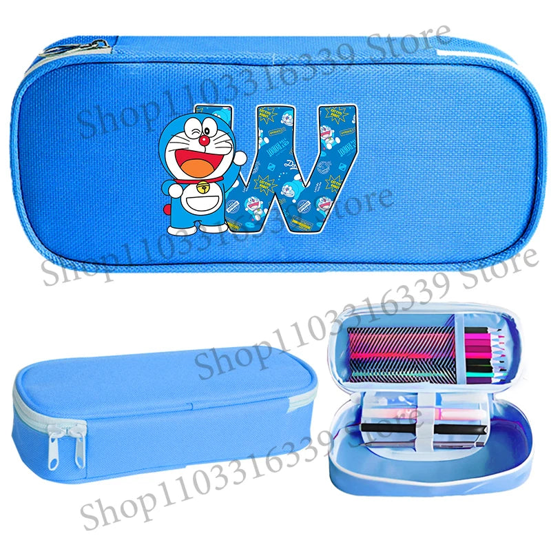Doraemon Pencil Case Cartoon Letter Pen Bag Teenager Large Capacity Stationery Bag Student Back To School Kawaii Pen Pouch Gift