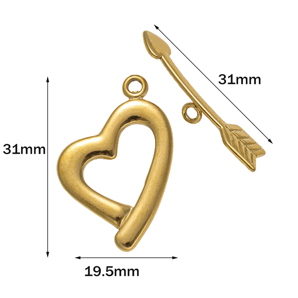 5 Sets Stainless Steel Toggle Clasp T-bar Closure Ring Fastener Hook End Connectors for DIY Necklace Bracelet Jewelry Making