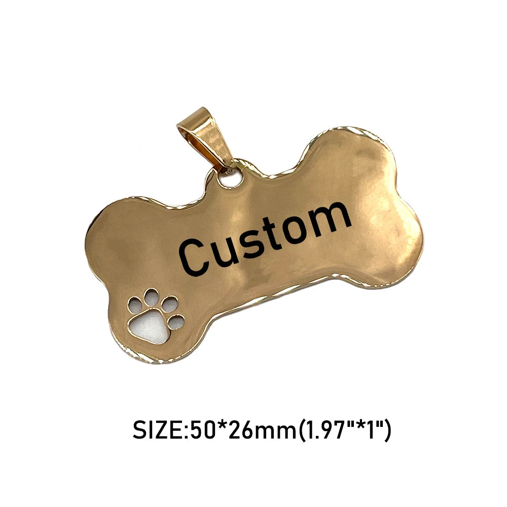 Customized Dog Collar Tag Color Bone Pendant for Dog Medal with Engraving Name Personalized Number Kitten Puppy Cat Accessories