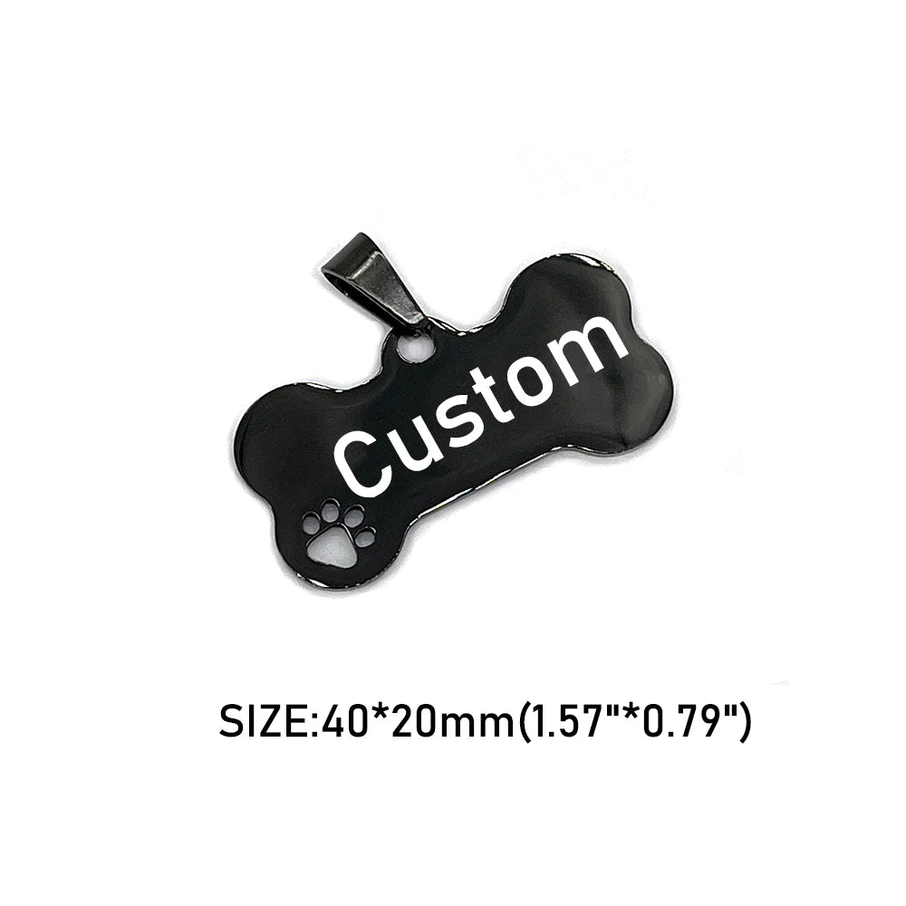 Customized Dog Collar Tag Color Bone Pendant for Dog Medal with Engraving Name Personalized Number Kitten Puppy Cat Accessories