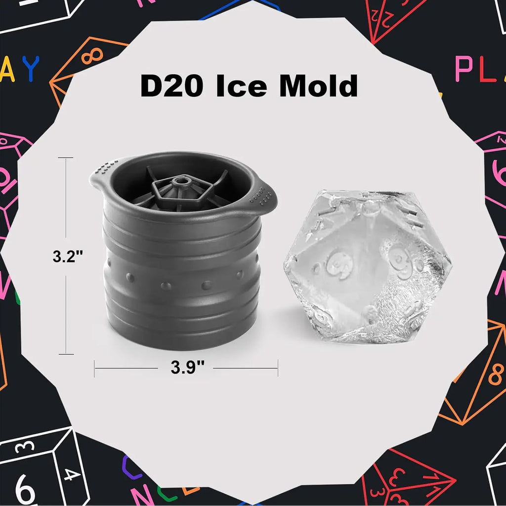 D20 Dice Ice Mold for DND Gamer Gifts, Cool Christmas Stocking Stuffers, Large Silicone Ice Cube Tray for Cocktails and Whiskey