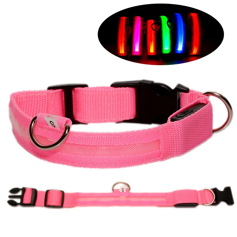 3 Modes LED Flashing Dog Collar, USB Rechargeable & Battery Operated Adjustable Dog Loss Prevention Collar Pet Accessories