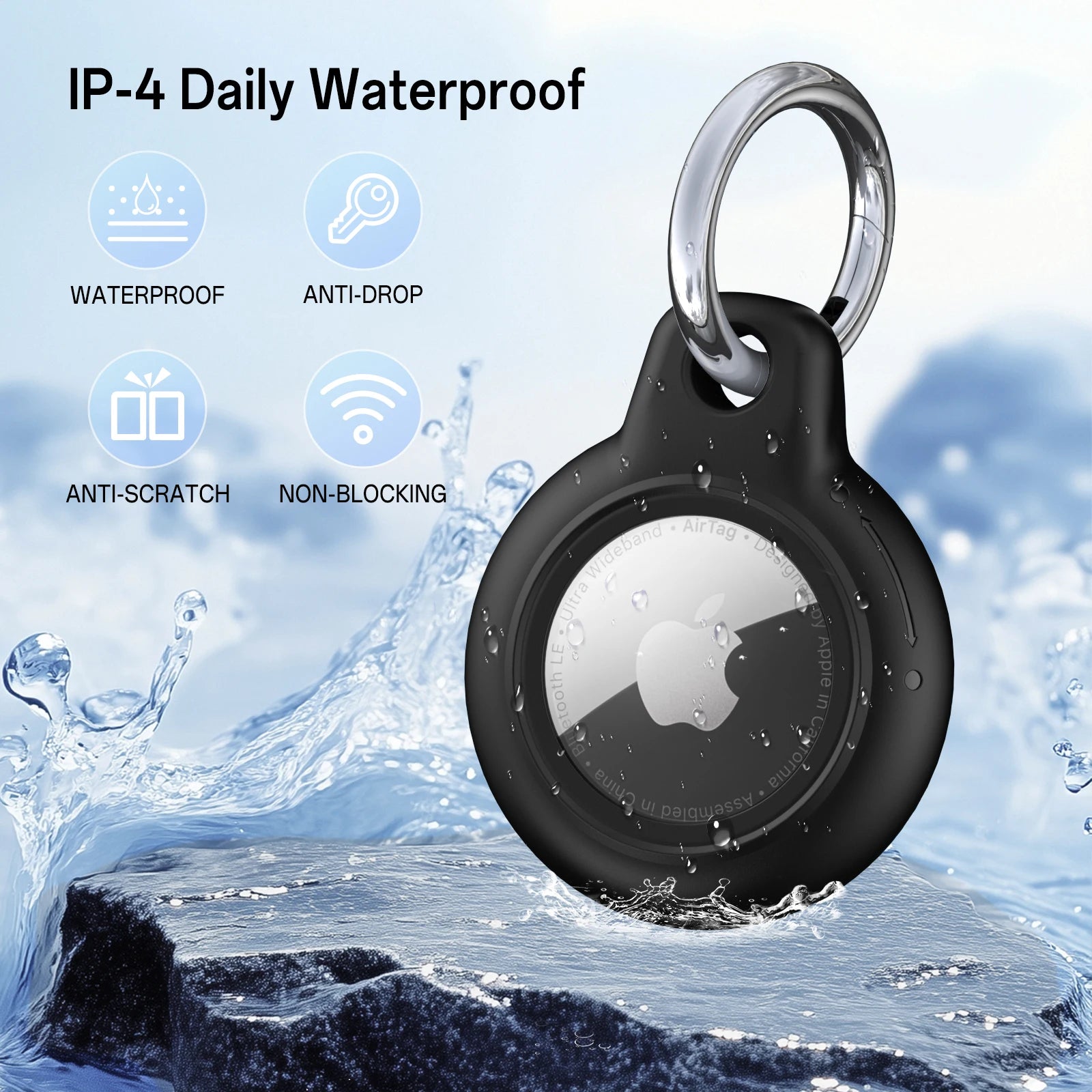 For Apple Air tag Case IP4 Daily Waterproof Holder with Keychain Protective Shell AntiDrop Cover For Airtags Pet Dog Cat Collar